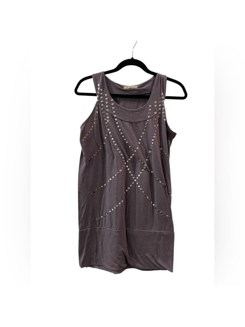 Free Culture Women’s Gray Sleeveless Tunic Top Silver-toned Studs Size: Large